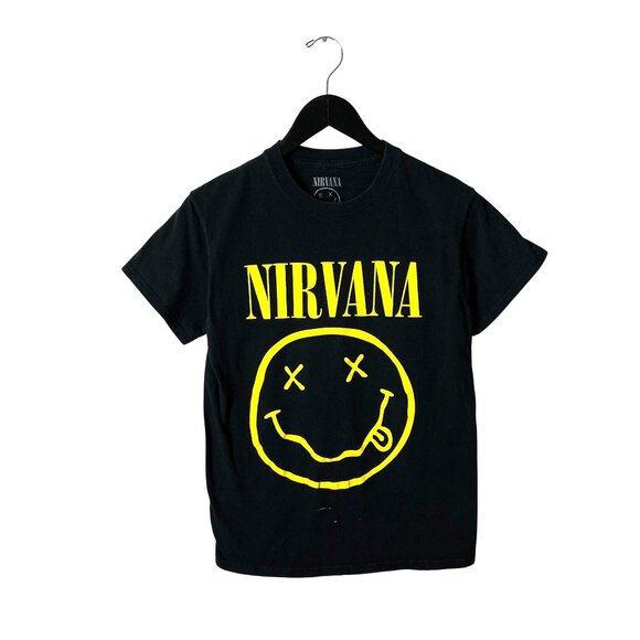 Nirvana Graphic Tee Smiley Face Black Adult Extra Small Unisex Fit - Picture 2 of 12